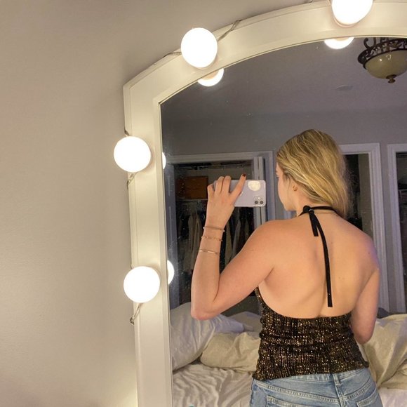 Y2K Sparkly Halter Cowl Neck Top #y2k #90s #cowlneck - Picture 2 of 2